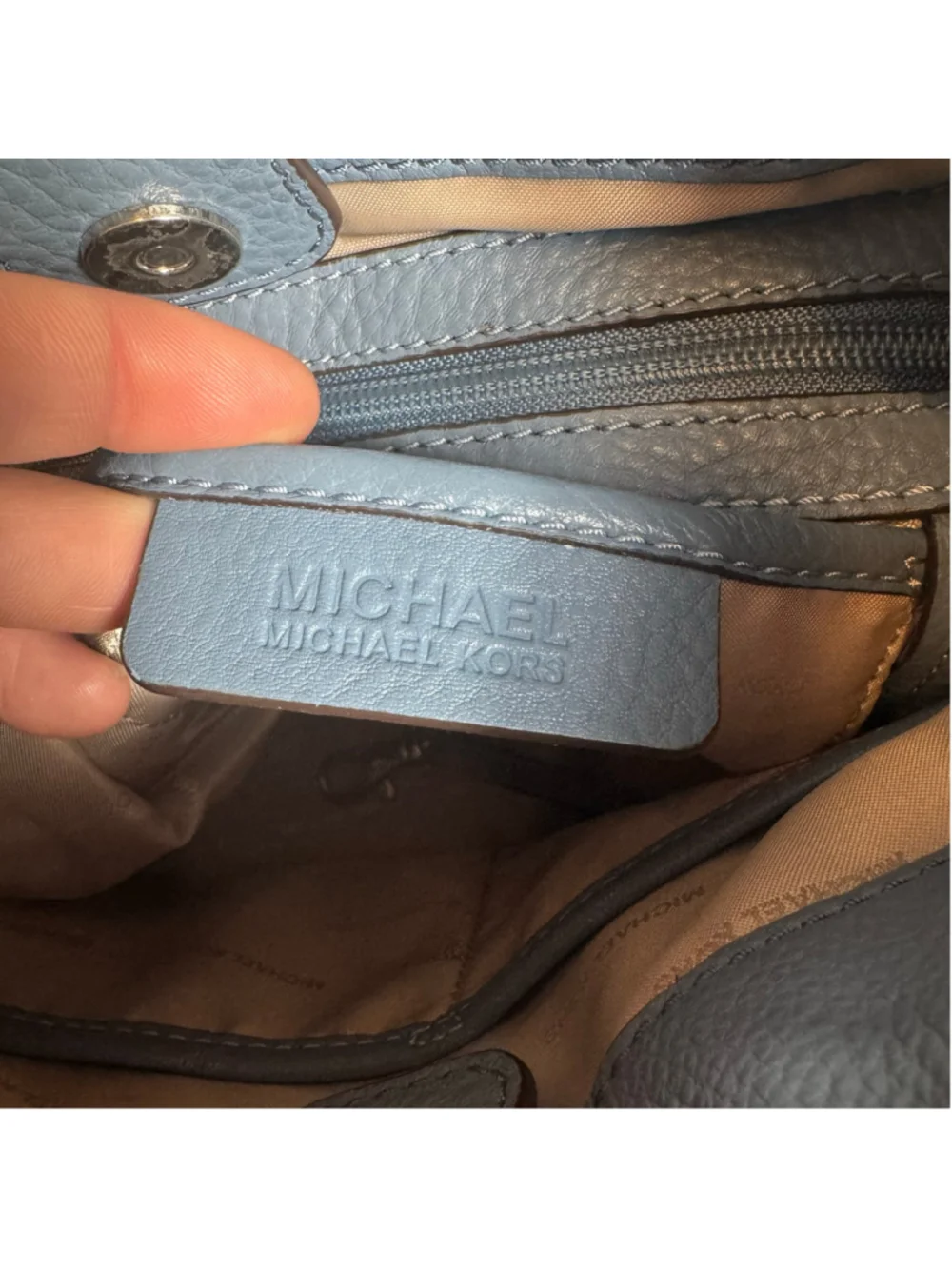 Women's Michael Kors Hobo Bag Two Tone Blue Pebble Leather